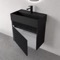 Fluted Small Floating Bathroom Vanity - 24 Inch, Modern, Matte Black, Fluted Cabinet