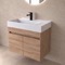 Modern Floating Vanity, 26 Inch, Brown Oak