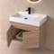 Modern Floating Vanity, 26 Inch, Brown Oak