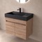 Modern Floating Vanity, 26 Inch, Brown Oak