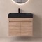 Modern Floating Vanity, 26 Inch, Brown Oak