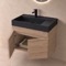 Modern Floating Vanity, 26 Inch, Brown Oak