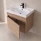 Small Floating Vanity, 24 Inch, Modern, Brown Oak