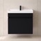 Small Floating Vanity, 24 Inch, Modern, Matte Black