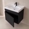 Small Floating Vanity, 24 Inch, Modern, Matte Black