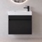 Small Floating Vanity, 24 Inch, Modern, Matte Black