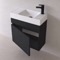 Small Floating Vanity, 24 Inch, Modern, Matte Black