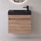 Small Floating Vanity, 24 Inch, Modern, Brown Oak