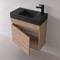 Small Floating Vanity, 24 Inch, Modern, Brown Oak