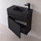 Black Small Floating Vanity, 24 Inch, Modern, Matte Black