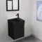 Black Small Floating Vanity, 16 Inch, Modern, Matte Black