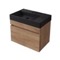 26 Inch Floating Bathroom Vanity With Black Sink - Modern, Weathered Light Oak