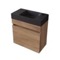24 Inch Floating Bathroom Vanity With Black Sink - Small, Modern, Weathered Light Oak