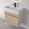 Small Floating Vanity - Modern, 24 Inch, Brown Oak