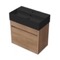 24 Inch Floating Bathroom Vanity With Black Sink - Small, Modern, Weathered Light Oak