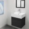 Small Black Vanity, Floating, Modern, 24 Inch