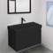 Black Floating Bathroom Vanity, Modern, 32 Inch
