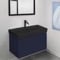 Floating Bathroom Vanity, Modern, Blue, 32 Inch