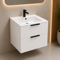 White Vanity, Wall Mounted, Modern, 24 Inch