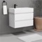 White Bathroom Vanity, Wall Mounted, Modern, 32 Inch