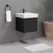 Floating Bathroom Vanity, Black, Small, Modern, 18 Inch