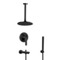 Black Tub and Shower Faucet Set with Handheld and Ceiling Shower Head