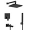 Matte Black Tub and Shower Faucet Set with Handheld, Rain Shower Head