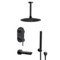 Black Tub and Shower Faucet Set with Handheld and Ceiling Shower Head
