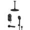 Black Tub and Shower Faucet Set with Handheld and Ceiling Shower Head