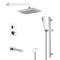 Thermostatic Tub and Shower Faucet Set with Handheld and Rain Shower Head