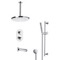 Thermostatic Tub and Shower Faucet Set with Handheld and Ceiling Rain Shower Head