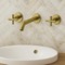 Brushed Gold Wall Mounted Widespread Bathroom Faucet