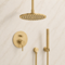 Matte Gold Ceiling Shower With 8 Inch Rain Shower Head and Hand Shower
