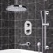 Thermostatic Tub and Shower Faucet Set with Handheld and Ceiling Rain Shower Head