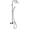 Chrome Exposed Pipe Shower System with 8 Inch Rain Shower Head and Hand Shower