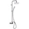 Chrome Exposed Pipe Shower System with 8 Inch Rain Shower Head and Hand Shower