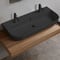 Black Ceramic Trough Wall Mounted or Vessel Sink