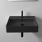 Rectangular Black Ceramic Wall Mounted or Vessel Sink