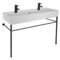 Double Trough Console Sink, Modern, 40 Inch