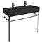 Black Double Trough Console Sink, 40 Inch