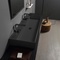 Black Ceramic Trough Wall Mounted or Vessel Sink
