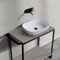 Modern  Console Vanity with Grey Oak Shelf, 35 Inch