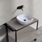 Modern  Console Vanity with Grey Oak Cabinet, 35 Inch