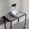 Modern  Console Vanity with Grey Oak Shelf, 35 Inch