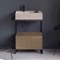 Modern  Console Vanity, Travertine Style Sink, 27 Inch