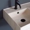 Beige Travertine Design Ceramic Wall Mounted Sink With Counter Space, Towel Bar Included