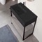 Modern  Console Vanity with Grey Oak Cabinet, 35 Inch