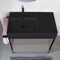 Modern  Console Vanity with Grey Oak Shelf, 35 Inch