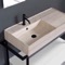 Modern  Console Vanity, Travertine Style Sink, 35 Inch