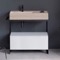 Modern  Console Vanity, Travertine Style Sink, 35 Inch